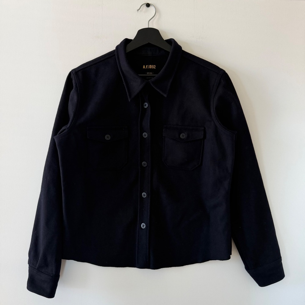 Abercrombie Fitch Womens M Navy Blue Wool Shirt Jacket Shacket Y2K VTG
